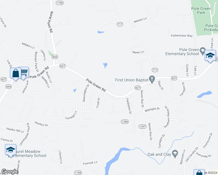 map of restaurants, bars, coffee shops, grocery stores, and more near 6336 Pole Green Road in Mechanicsville