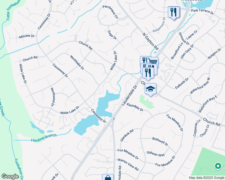 map of restaurants, bars, coffee shops, grocery stores, and more near 2720 Spinnaker Court in Richmond