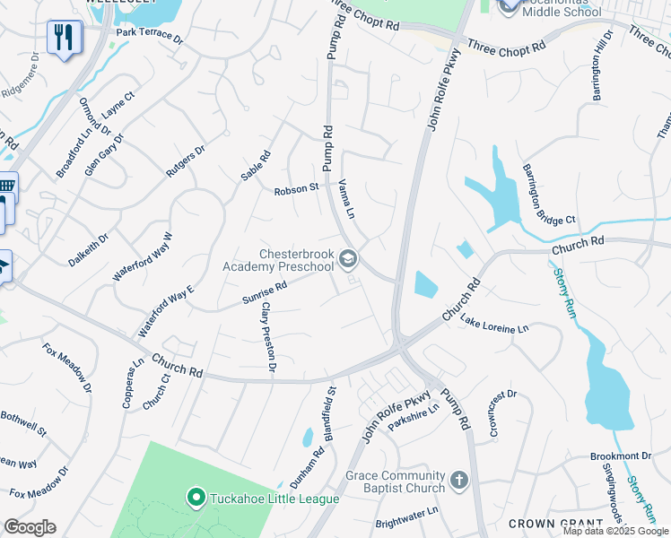 map of restaurants, bars, coffee shops, grocery stores, and more near 2917 Laurel Woods Lane in Short Pump