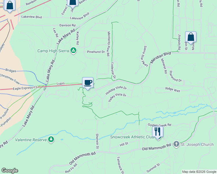 map of restaurants, bars, coffee shops, grocery stores, and more near in Mammoth Lakes