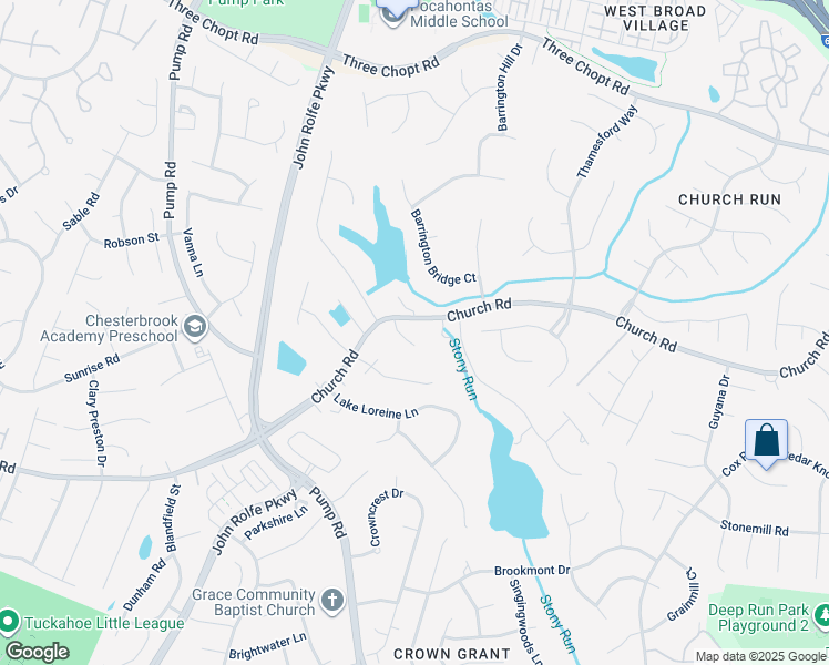map of restaurants, bars, coffee shops, grocery stores, and more near 2708 Logan Estates Run in Richmond