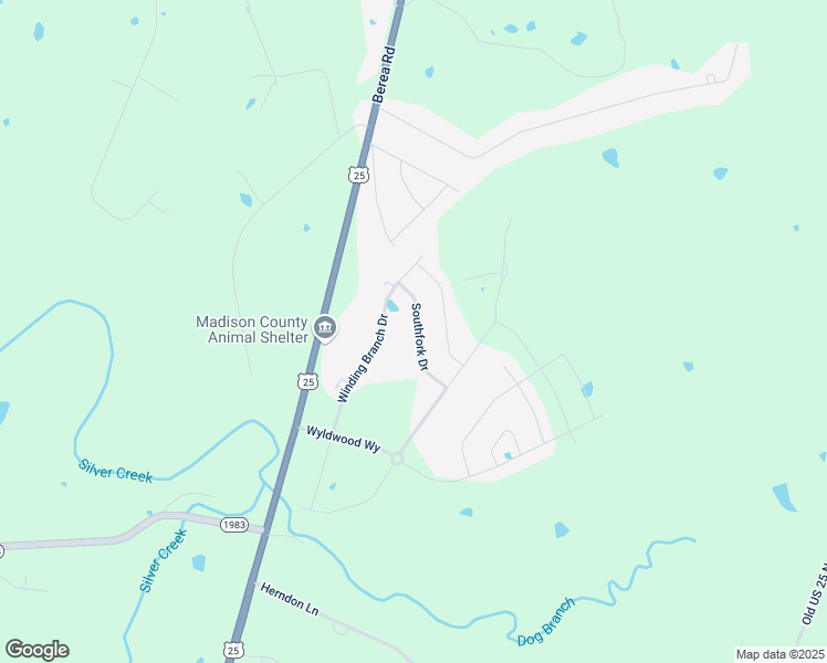 map of restaurants, bars, coffee shops, grocery stores, and more near 528 Southfork Drive in Berea