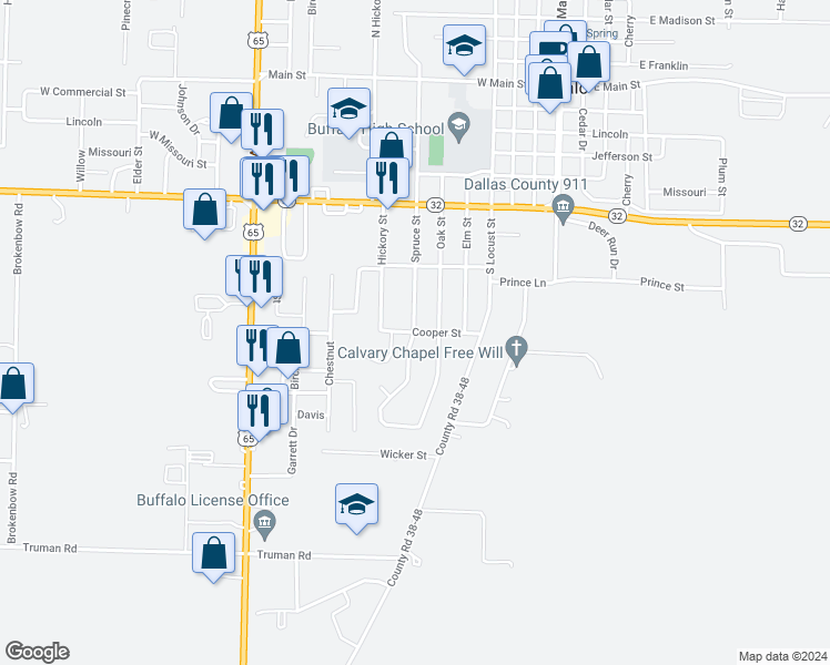 map of restaurants, bars, coffee shops, grocery stores, and more near 698 Cooper Street in Buffalo