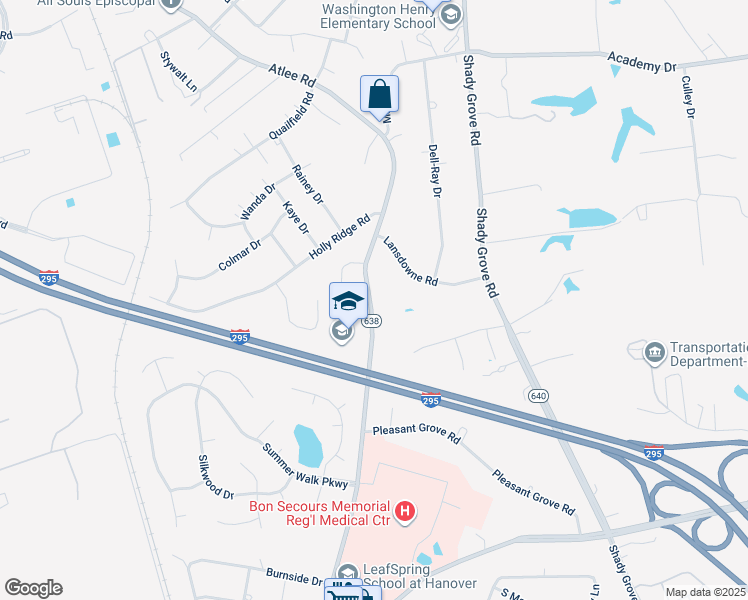 map of restaurants, bars, coffee shops, grocery stores, and more near 8378 Atlee Road in Mechanicsville