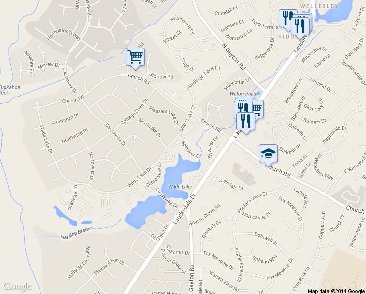 map of restaurants, bars, coffee shops, grocery stores, and more near 2740 Spinnaker Ct in Richmond