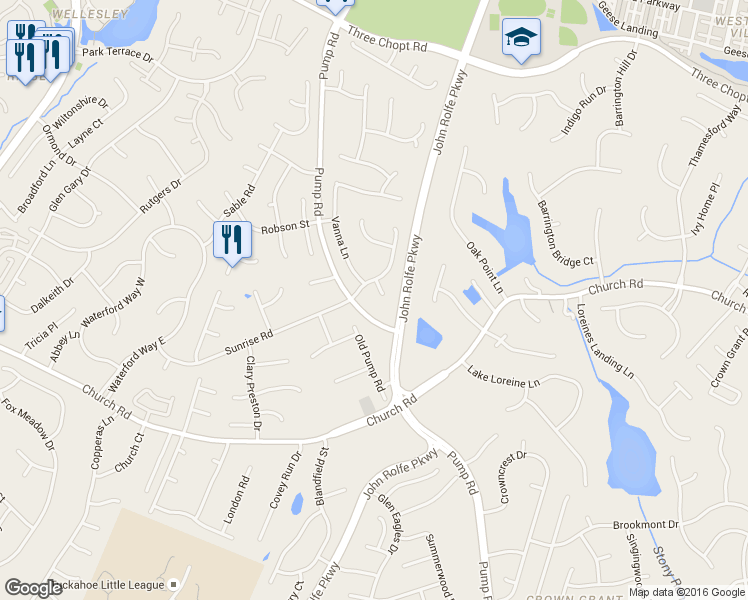 map of restaurants, bars, coffee shops, grocery stores, and more near 2808 Sandy Bluff Court in Richmond