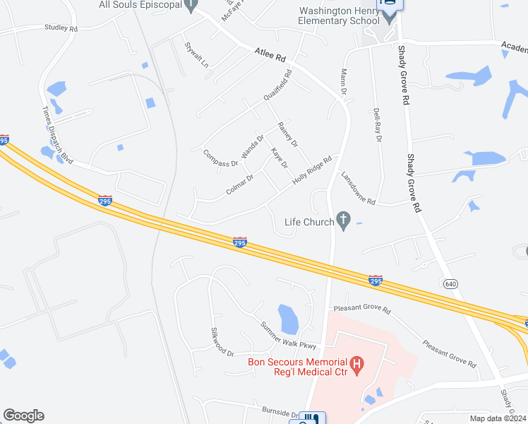 map of restaurants, bars, coffee shops, grocery stores, and more near 8333 Briarthorn Court in Mechanicsville