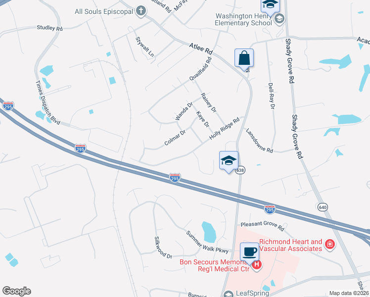 map of restaurants, bars, coffee shops, grocery stores, and more near 8335 Holly Ridge Road in Mechanicsville