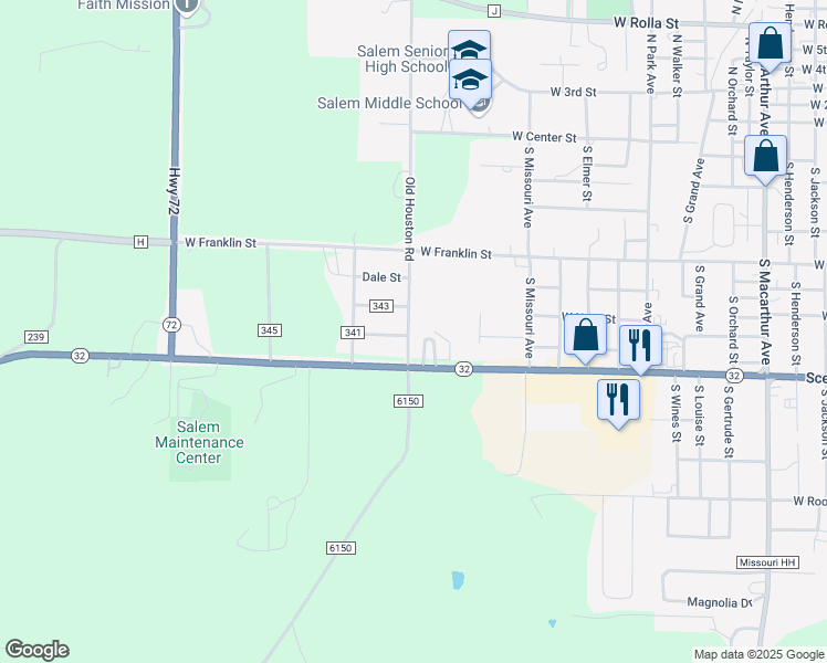 map of restaurants, bars, coffee shops, grocery stores, and more near 708 South Dilworth Lane in Salem