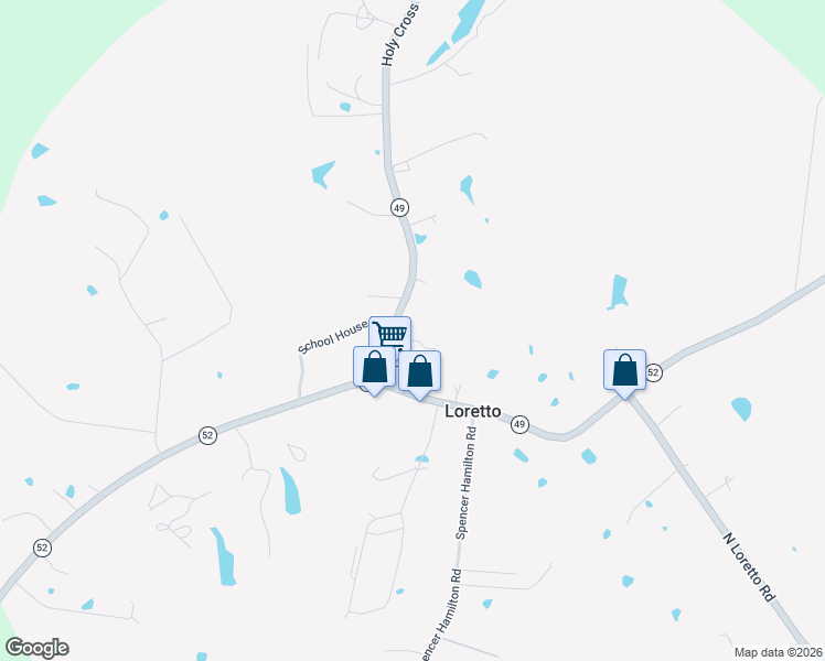 map of restaurants, bars, coffee shops, grocery stores, and more near 127-1135 Holy Cross Road in Loretto
