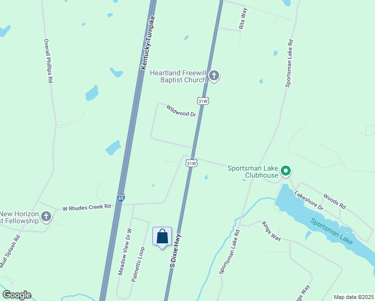 map of restaurants, bars, coffee shops, grocery stores, and more near 598 Wildwood Drive in Elizabethtown