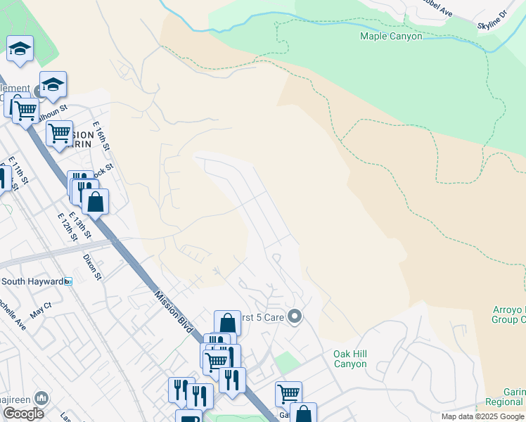 map of restaurants, bars, coffee shops, grocery stores, and more near 29835 Cantera Drive in Hayward
