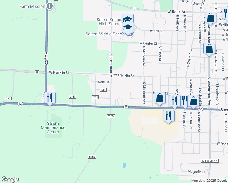 map of restaurants, bars, coffee shops, grocery stores, and more near 708 South Dilworth Lane in Salem