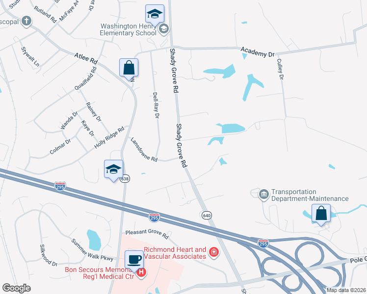 map of restaurants, bars, coffee shops, grocery stores, and more near 8430 Shady Grove Road in Mechanicsville