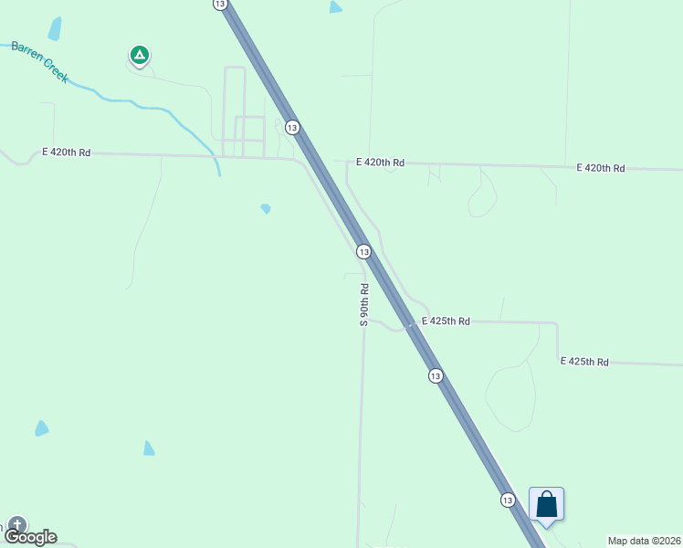 map of restaurants, bars, coffee shops, grocery stores, and more near 4200 South 90th Road in Bolivar