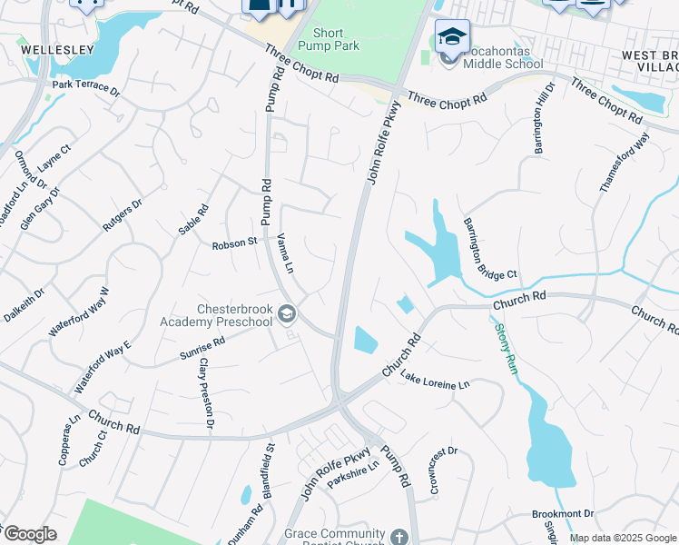 map of restaurants, bars, coffee shops, grocery stores, and more near 11805 Sandy Bluff Drive in Richmond