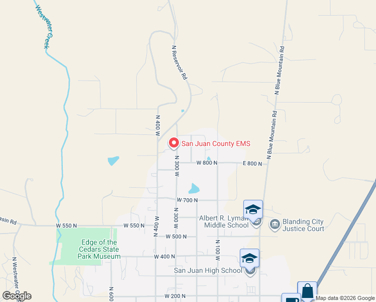 map of restaurants, bars, coffee shops, grocery stores, and more near 867 North 240 West in Blanding