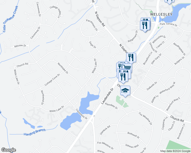 map of restaurants, bars, coffee shops, grocery stores, and more near 2902 Port View Court in Richmond