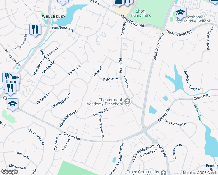 map of restaurants, bars, coffee shops, grocery stores, and more near 2806 Robson Place in Richmond