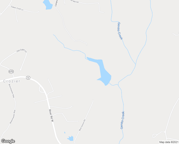 map of restaurants, bars, coffee shops, grocery stores, and more near 585 Blue Goose Road in Crozier