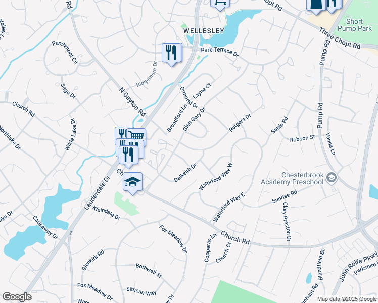map of restaurants, bars, coffee shops, grocery stores, and more near 11913 Rutgers Drive in Richmond