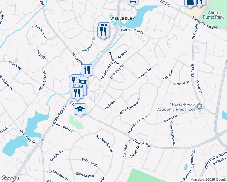map of restaurants, bars, coffee shops, grocery stores, and more near 11913 Rutgers Drive in Richmond