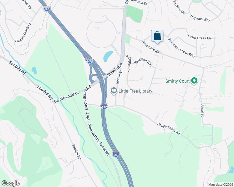 map of restaurants, bars, coffee shops, grocery stores, and more near 6940 Riddell Street in Pleasanton
