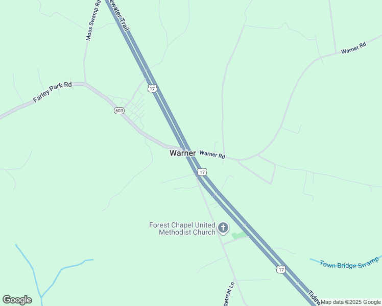 map of restaurants, bars, coffee shops, grocery stores, and more near Warner Road in Urbanna