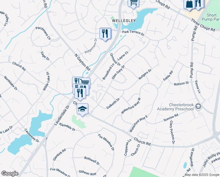 map of restaurants, bars, coffee shops, grocery stores, and more near 11925 Rutgers Drive in Richmond