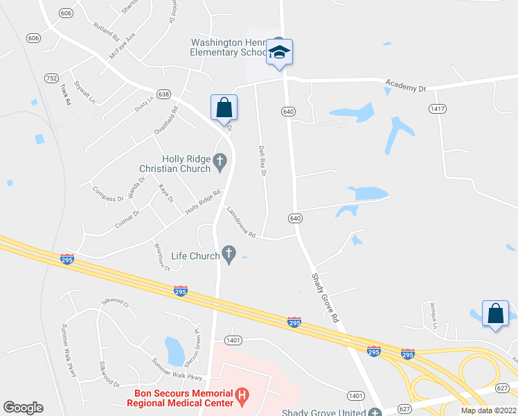 map of restaurants, bars, coffee shops, grocery stores, and more near 8389 Dell-Ray Drive in Mechanicsville