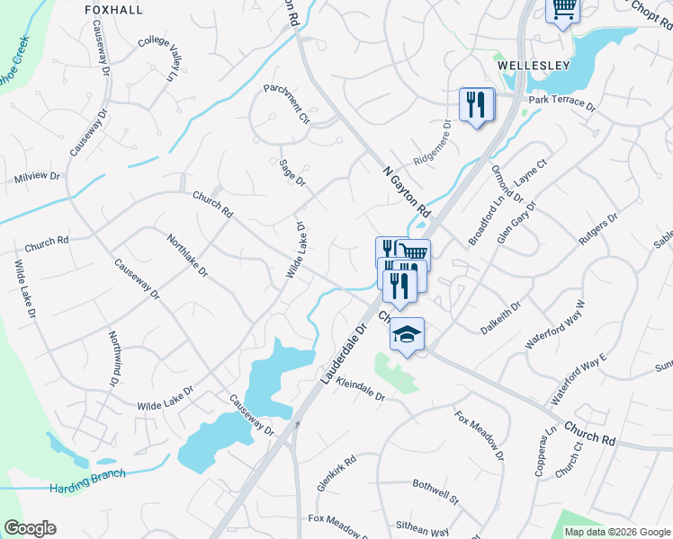 map of restaurants, bars, coffee shops, grocery stores, and more near 12506 Hidden Oaks Court in Richmond