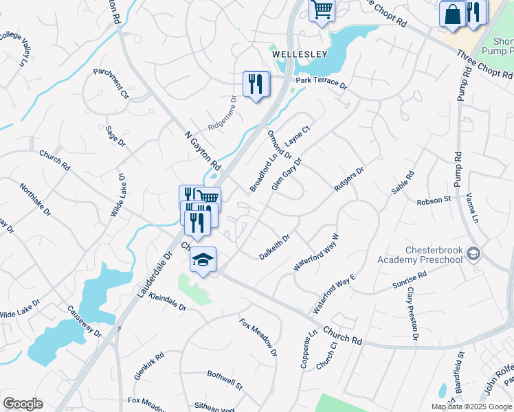 map of restaurants, bars, coffee shops, grocery stores, and more near 12035 Bexley Court in Richmond
