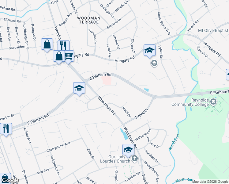 map of restaurants, bars, coffee shops, grocery stores, and more near 2213 Carters Bridge Place in Henrico