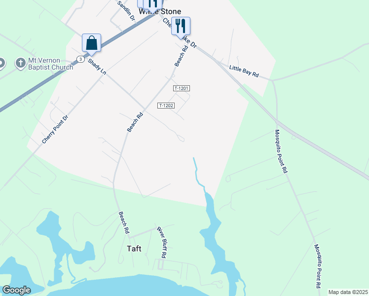 map of restaurants, bars, coffee shops, grocery stores, and more near 439 Beach Road in White Stone