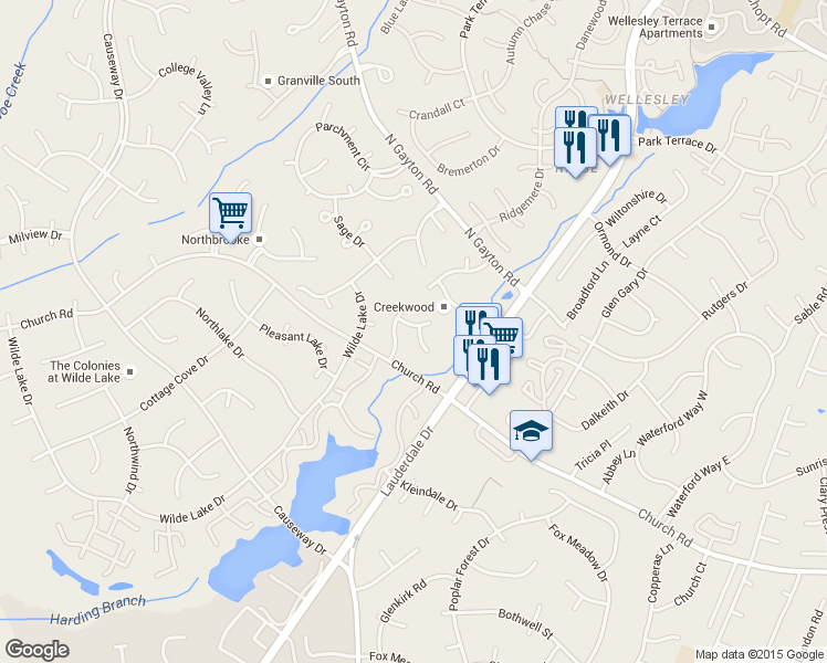 map of restaurants, bars, coffee shops, grocery stores, and more near 12530 Hidden Oaks Court in Henrico