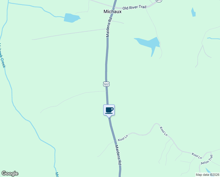 map of restaurants, bars, coffee shops, grocery stores, and more near 3920 Maidens Road in Powhatan