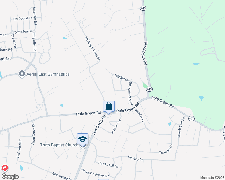 map of restaurants, bars, coffee shops, grocery stores, and more near 8423 Broadwing Lane in Mechanicsville