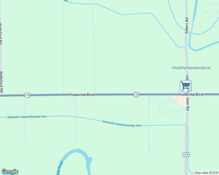 map of restaurants, bars, coffee shops, grocery stores, and more near 7237 Yosemite Boulevard in Modesto