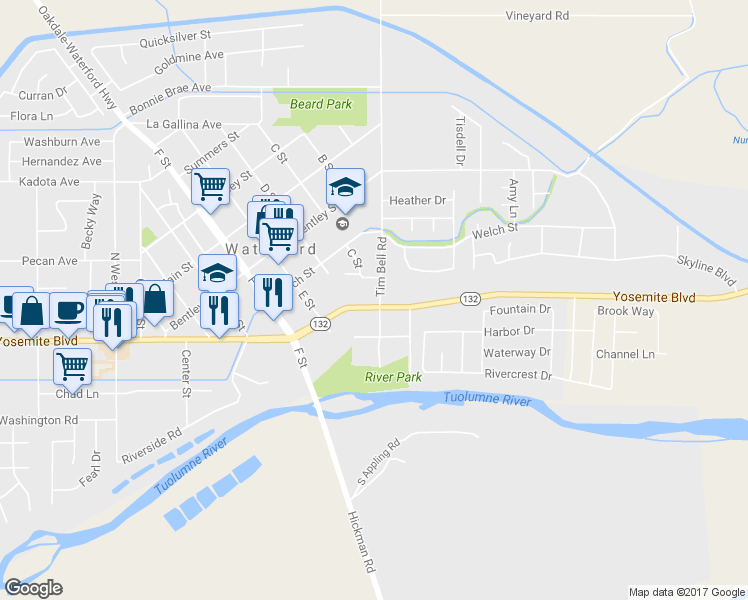 map of restaurants, bars, coffee shops, grocery stores, and more near 101 Tim Bell Road in Waterford