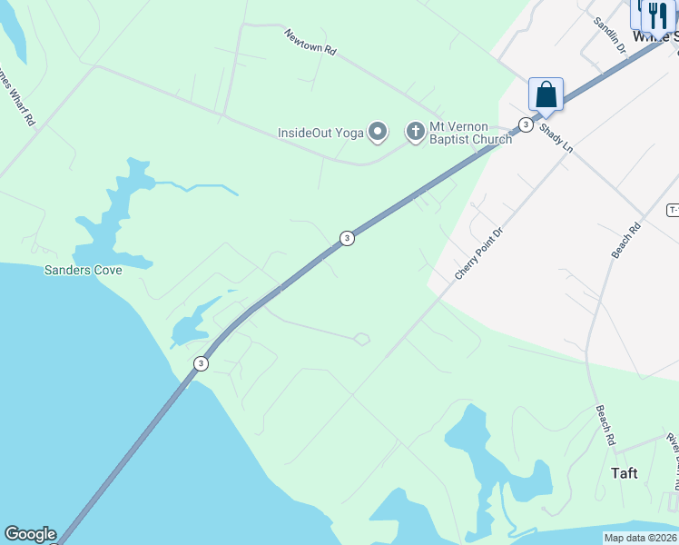 map of restaurants, bars, coffee shops, grocery stores, and more near 20825 Mary Ball Road in White Stone