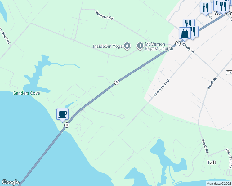 map of restaurants, bars, coffee shops, grocery stores, and more near 20825 Mary Ball Road in White Stone