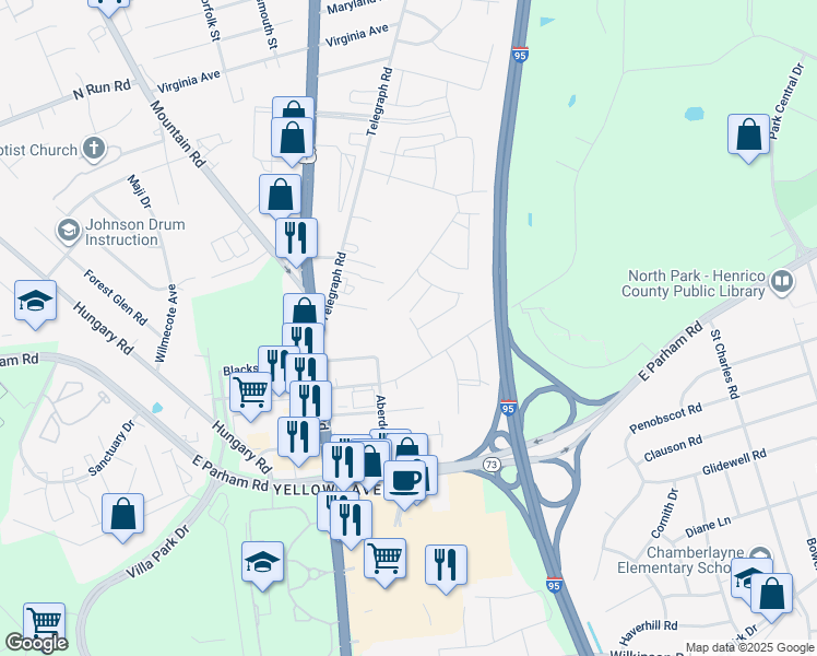 map of restaurants, bars, coffee shops, grocery stores, and more near 320 Wilson Creek Drive in Glen Allen