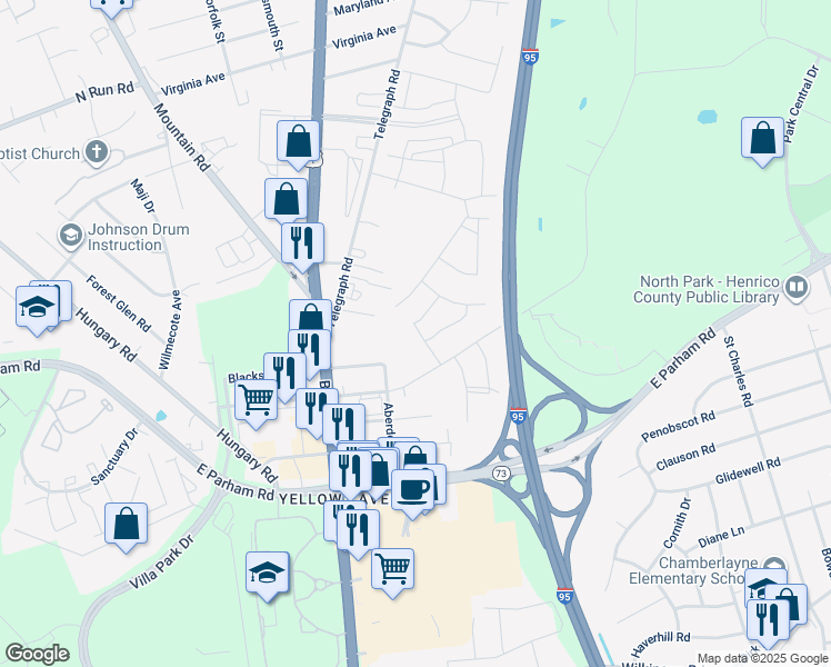 map of restaurants, bars, coffee shops, grocery stores, and more near 320 Wilson Creek Drive in Glen Allen