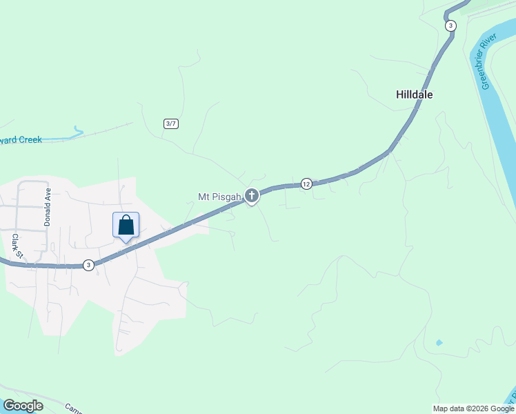 map of restaurants, bars, coffee shops, grocery stores, and more near Mann Road in Hinton