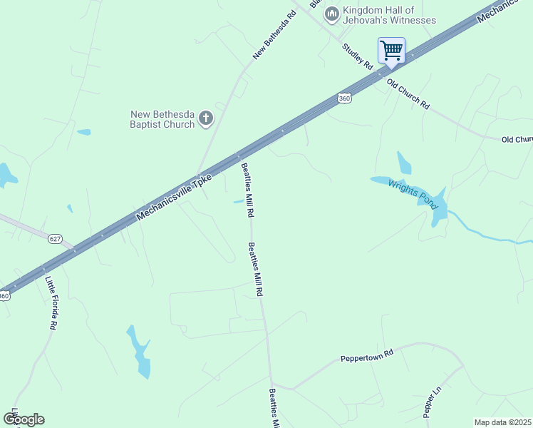 map of restaurants, bars, coffee shops, grocery stores, and more near 8702 Beatties Mill Road in Mechanicsville