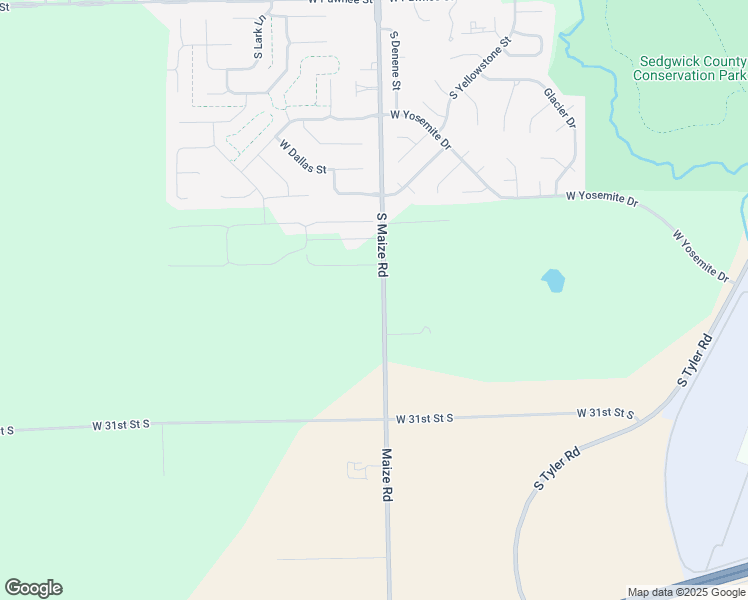 map of restaurants, bars, coffee shops, grocery stores, and more near 2951 South Maize Road in Wichita