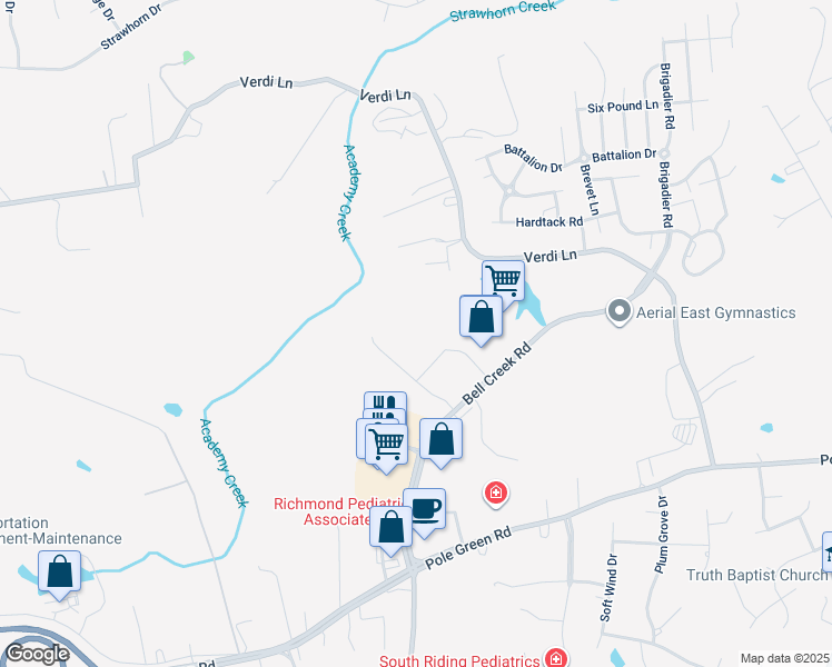 map of restaurants, bars, coffee shops, grocery stores, and more near Autumn Park Way in Mechanicsville