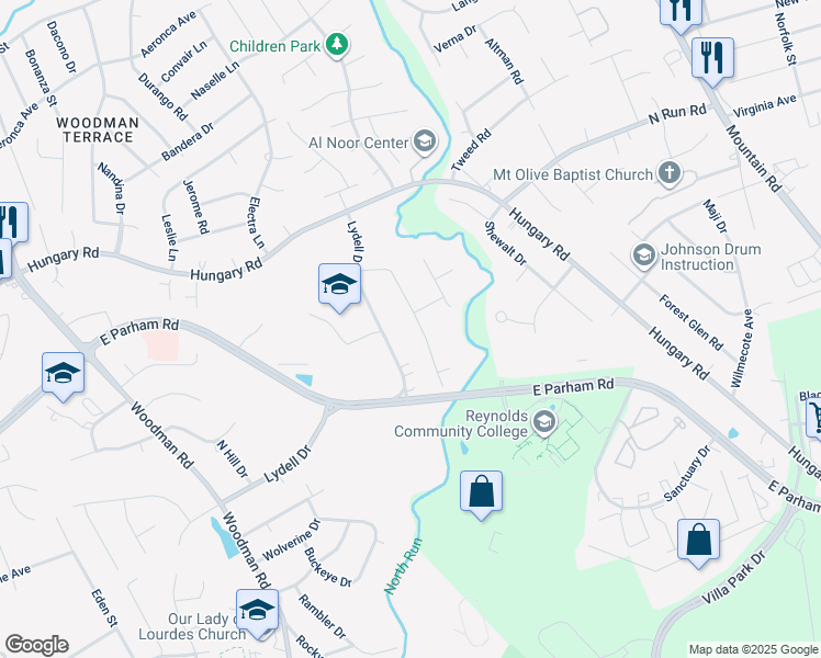 map of restaurants, bars, coffee shops, grocery stores, and more near 9012 Willowbrook Drive in Richmond