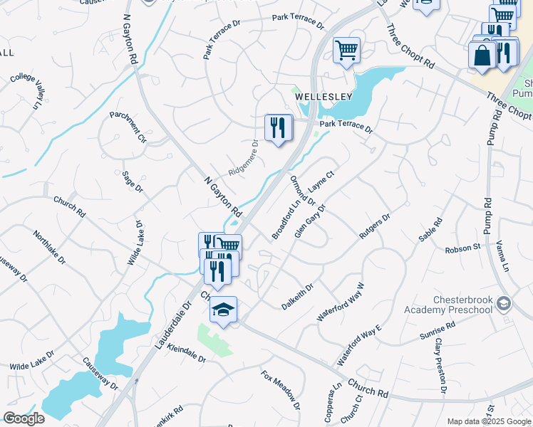 map of restaurants, bars, coffee shops, grocery stores, and more near 2901 Broadford Terrace in Henrico