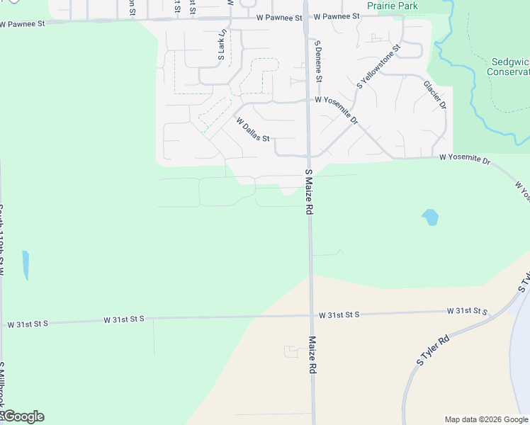 map of restaurants, bars, coffee shops, grocery stores, and more near 2951 South Maize Road in Wichita